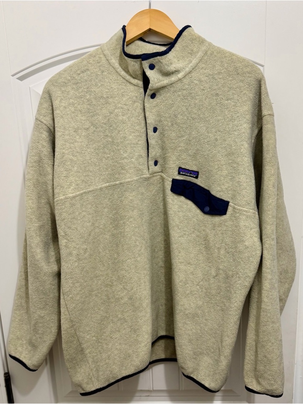 Patagonia Men's Synchilla Snap-T Pullover, Size XL, Oatmeal Heather Blue, 25450
